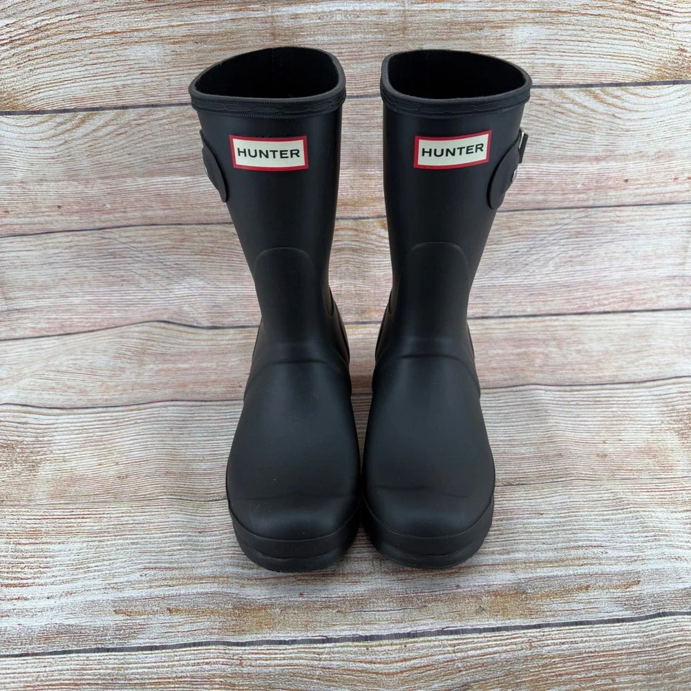 Hunter Original Short Rain Boots Matte Black WFS1000RMA Womens Size 6M EU‎ 37